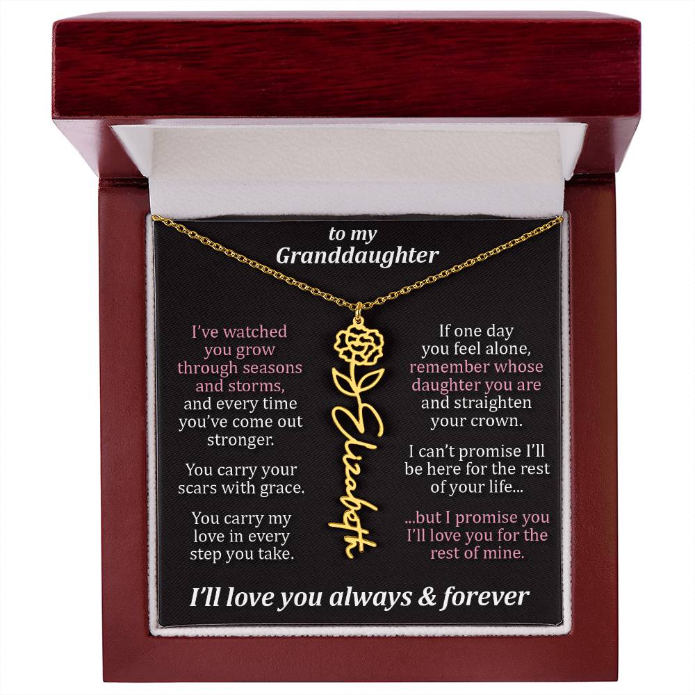 To My Granddaughter - Seasons & Storms - Flower Name Necklace