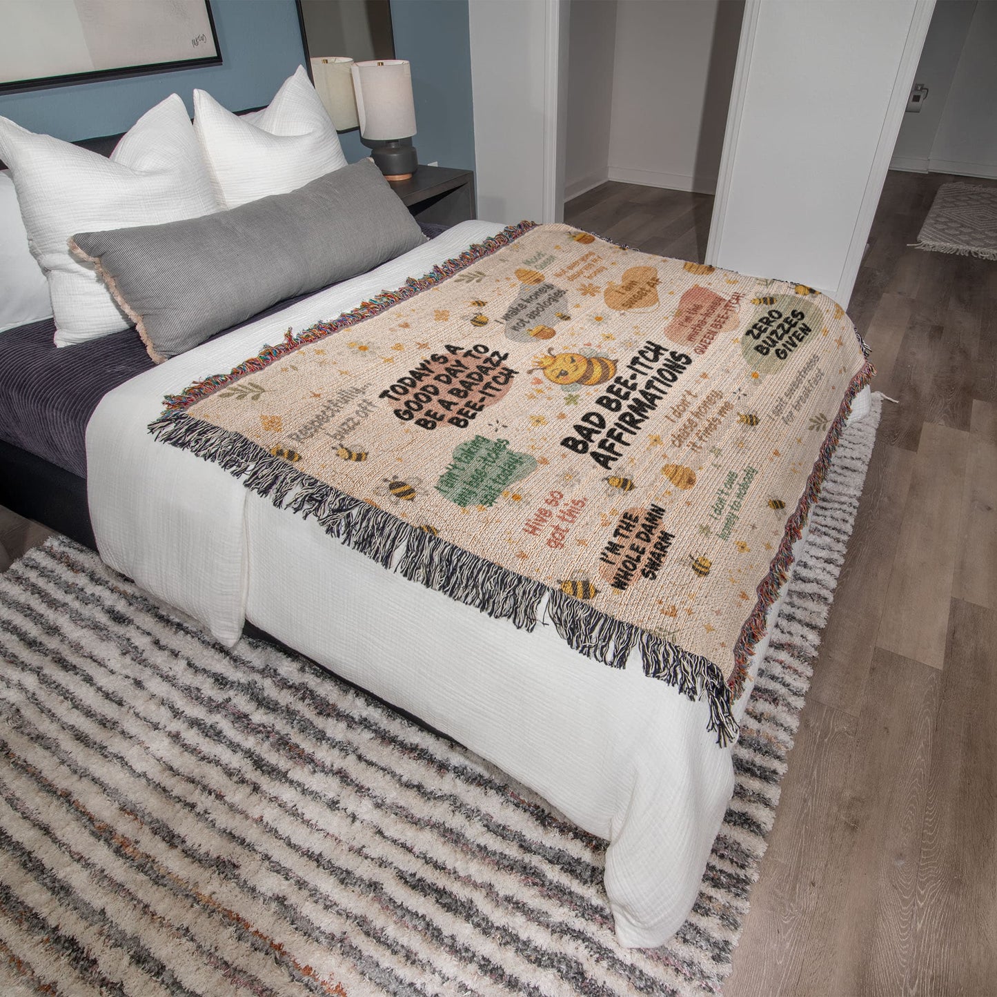 Bad Bee-Itch Affirmations Blanket - Heirloom Woven