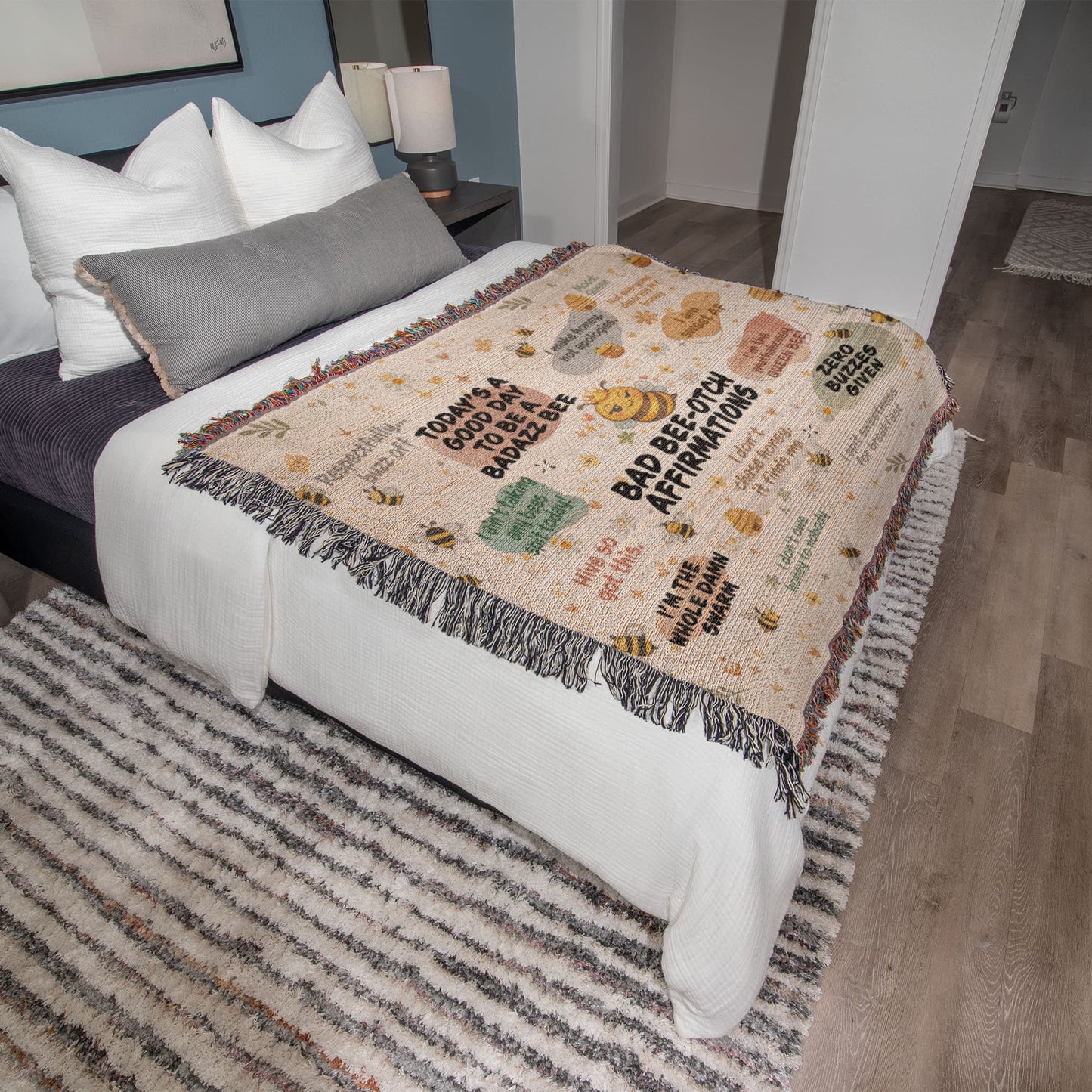 Bad Bee-otch Affirmations Blanket - Heirloom Woven