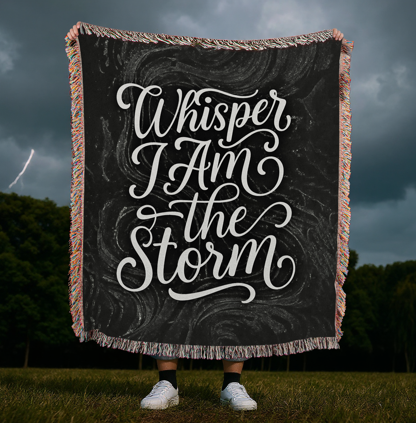 Whisper I Am the Storm - Heirloom Woven Blanket