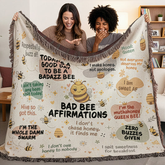 Bad Bee Affirmations Blanket - Heirloom Woven