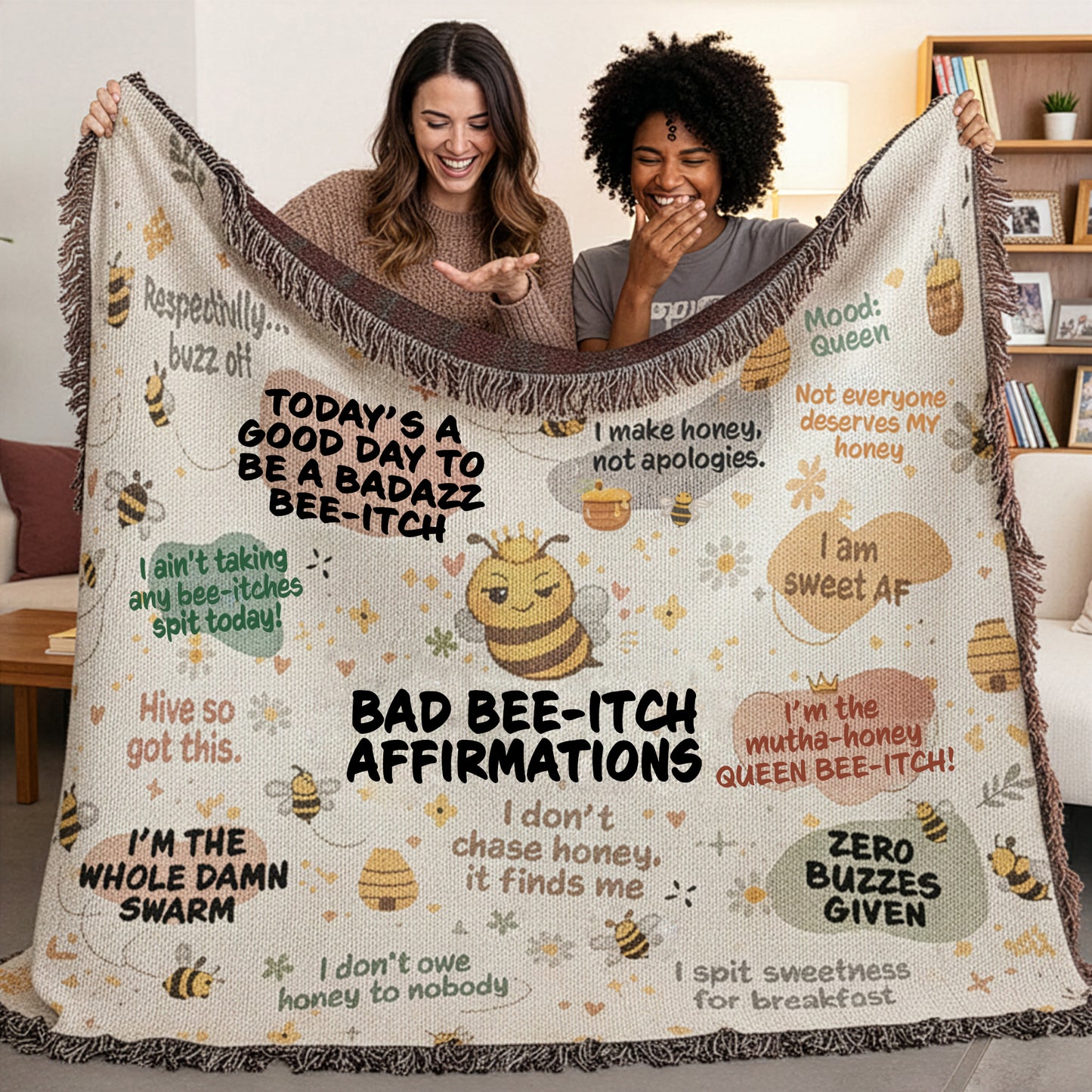 Bad Bee-Itch Affirmations Blanket - Heirloom Woven