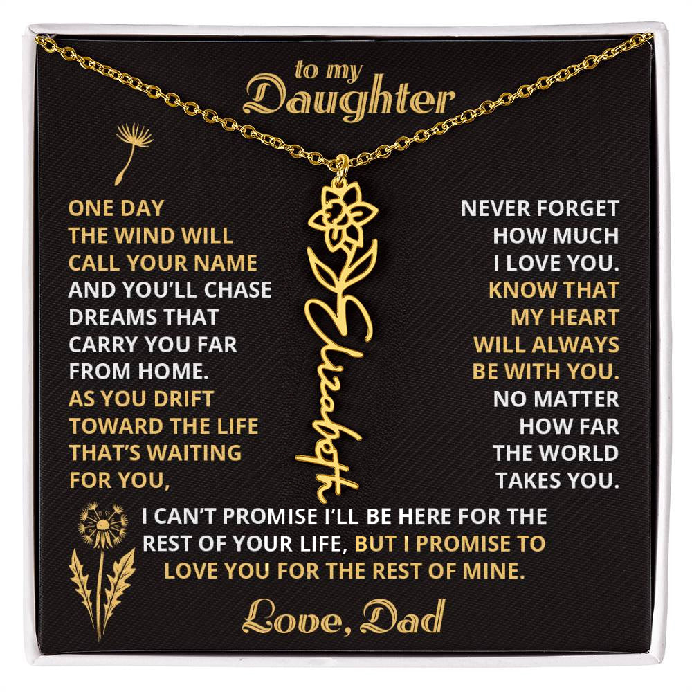Carry My Love IV - To My Daughter - Flower Name Necklace
