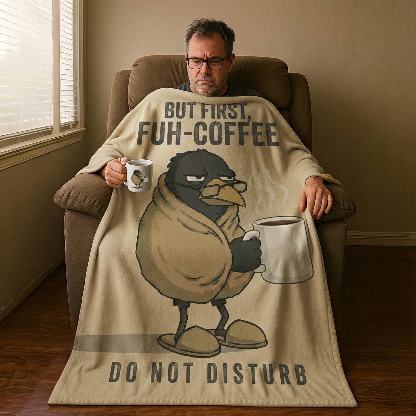 FUH-COFFEE Carl - Coral Fleece Blanket - BUT FIRST