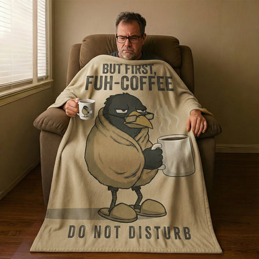 FUH-COFFEE Carl - Coral Fleece Blanket - BUT FIRST