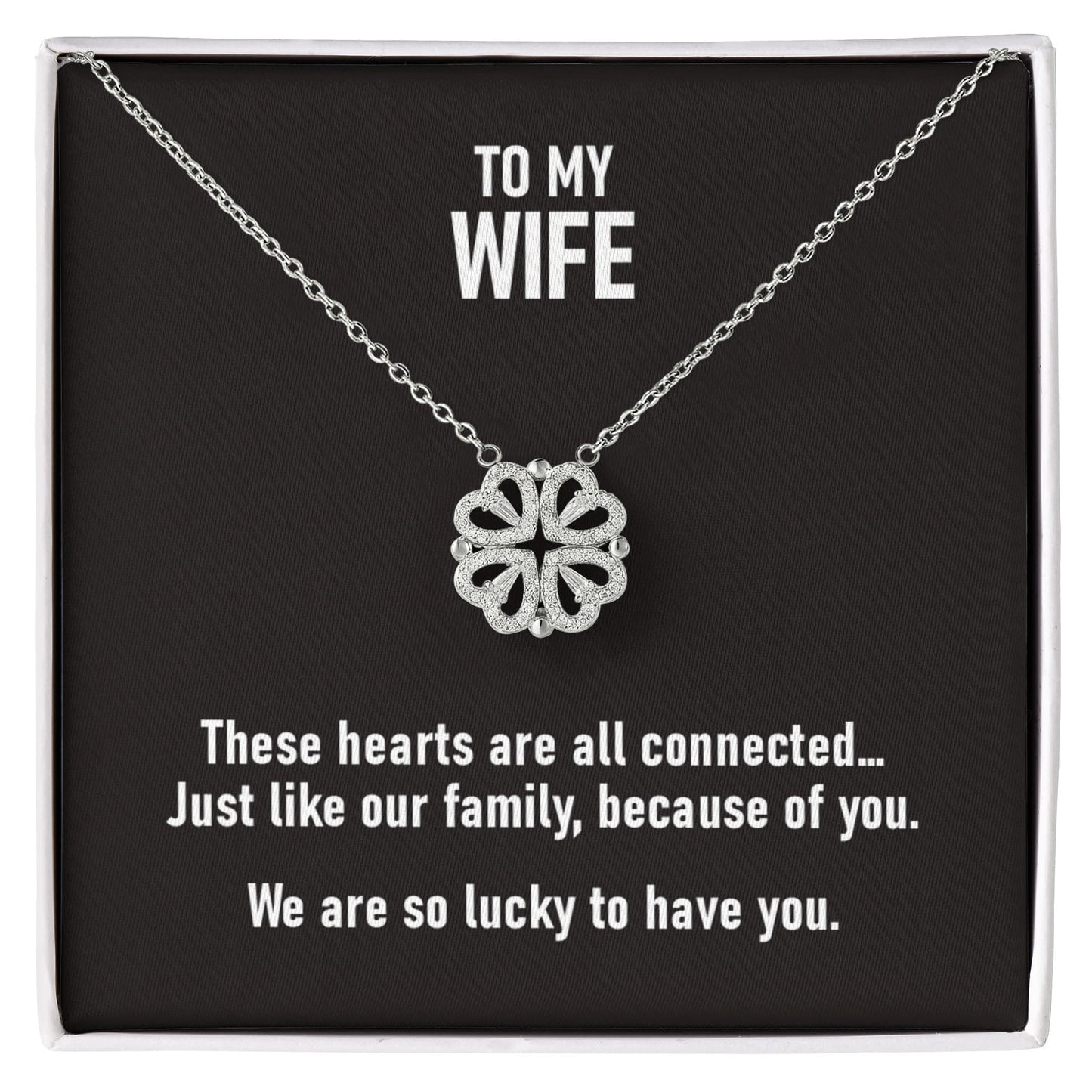 To My Wife on Mother's Day - Lucky Family Magnetic Heart Necklace