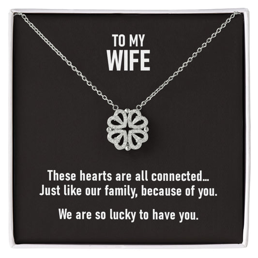 To My Wife on Mother's Day - Lucky Family Magnetic Heart Necklace