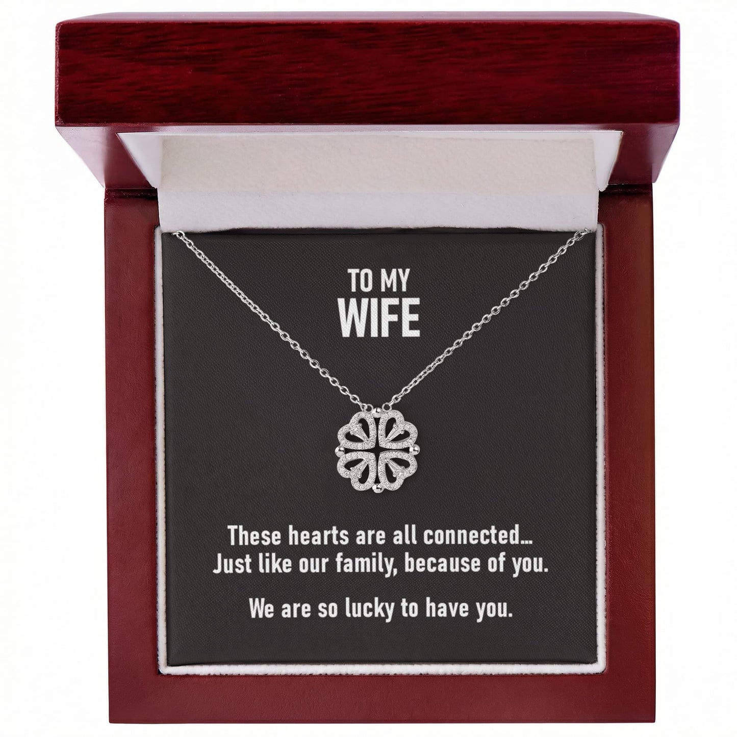 To My Wife on Mother's Day - Lucky Family Magnetic Heart Necklace