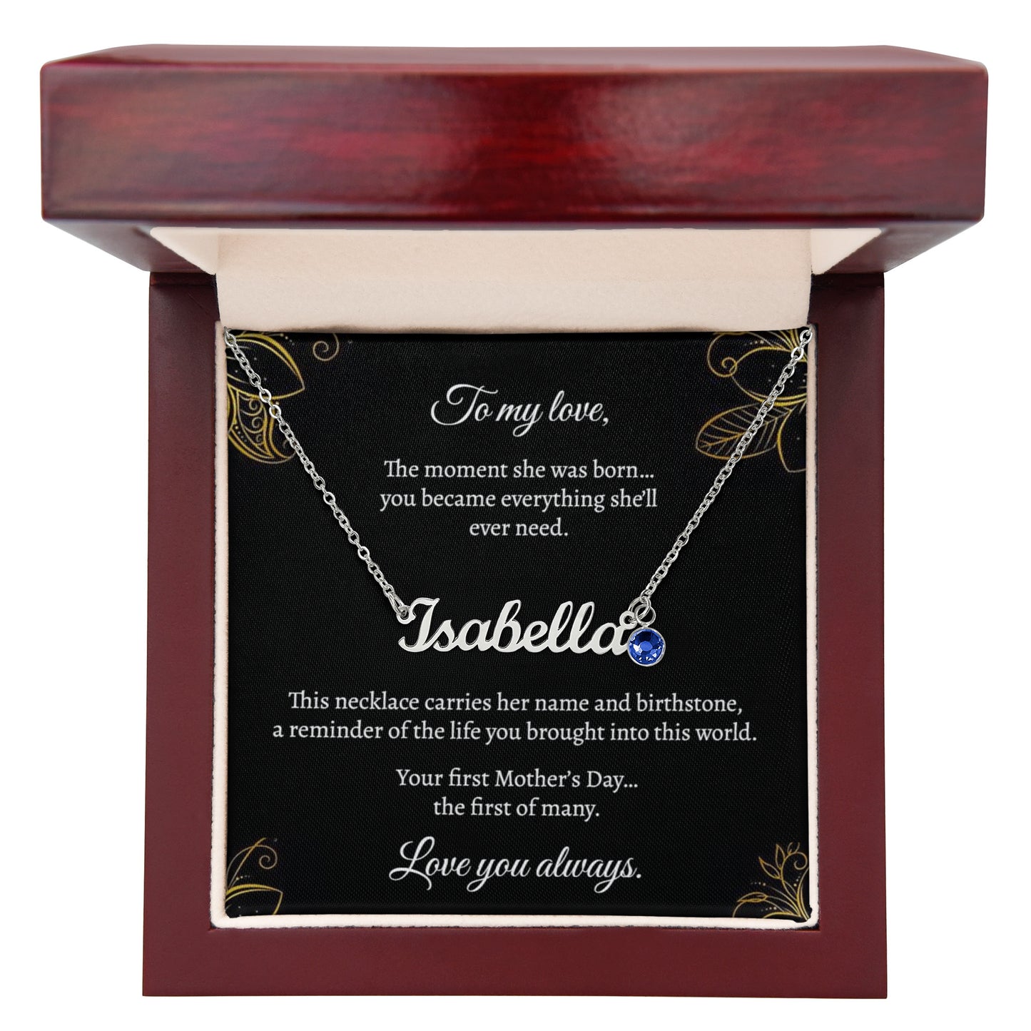 First Mother's Day - Name & Birthstone Necklace