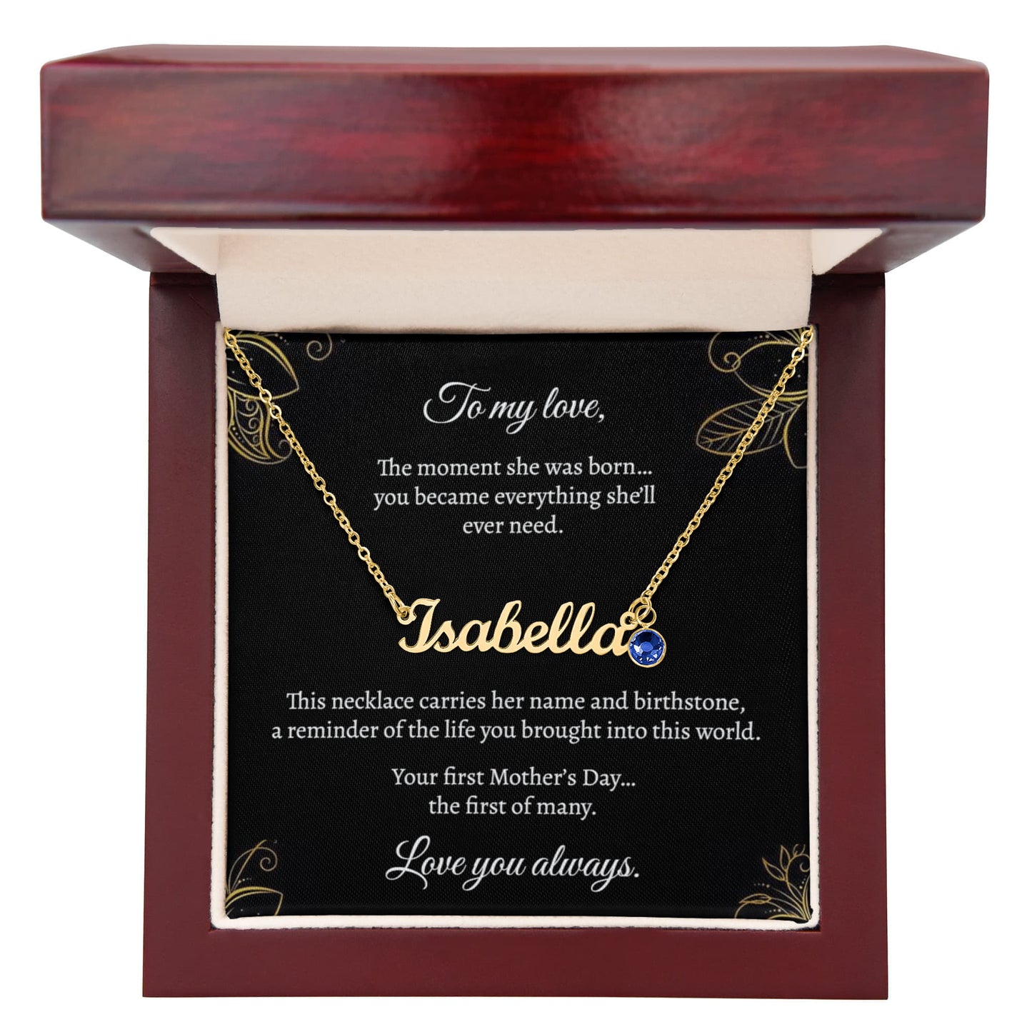First Mother's Day - Name & Birthstone Necklace