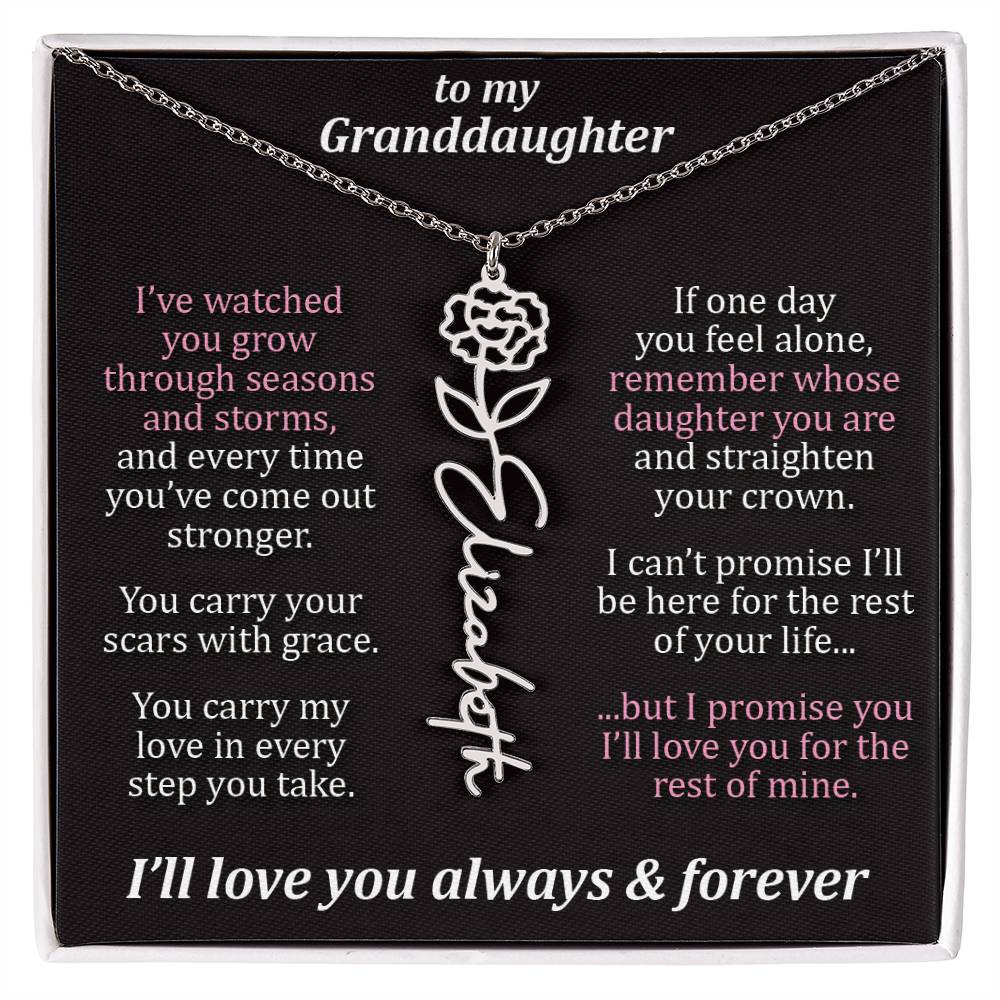 To My Granddaughter - Seasons & Storms - Flower Name Necklace