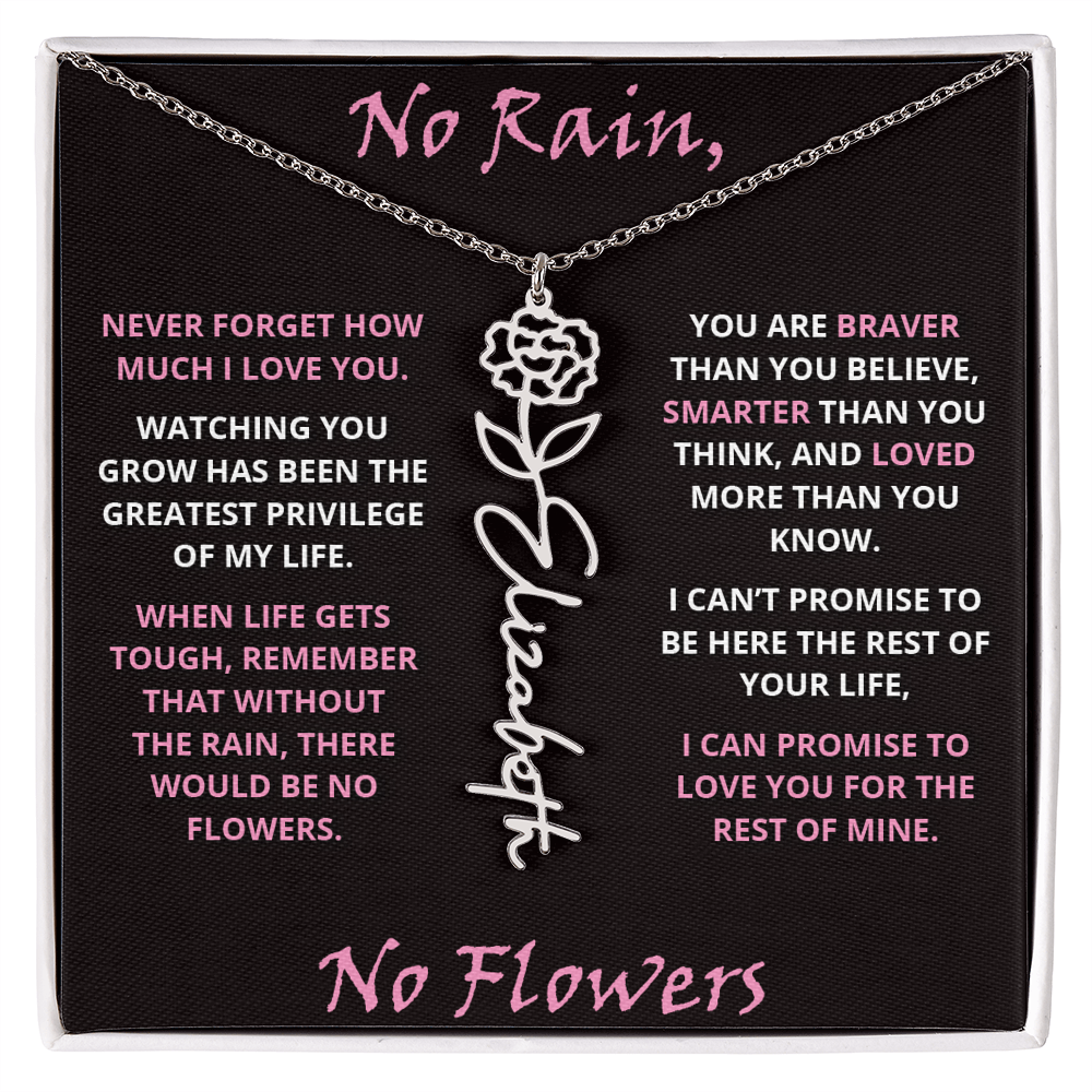 No Rain - Flower Name Necklace - Pink