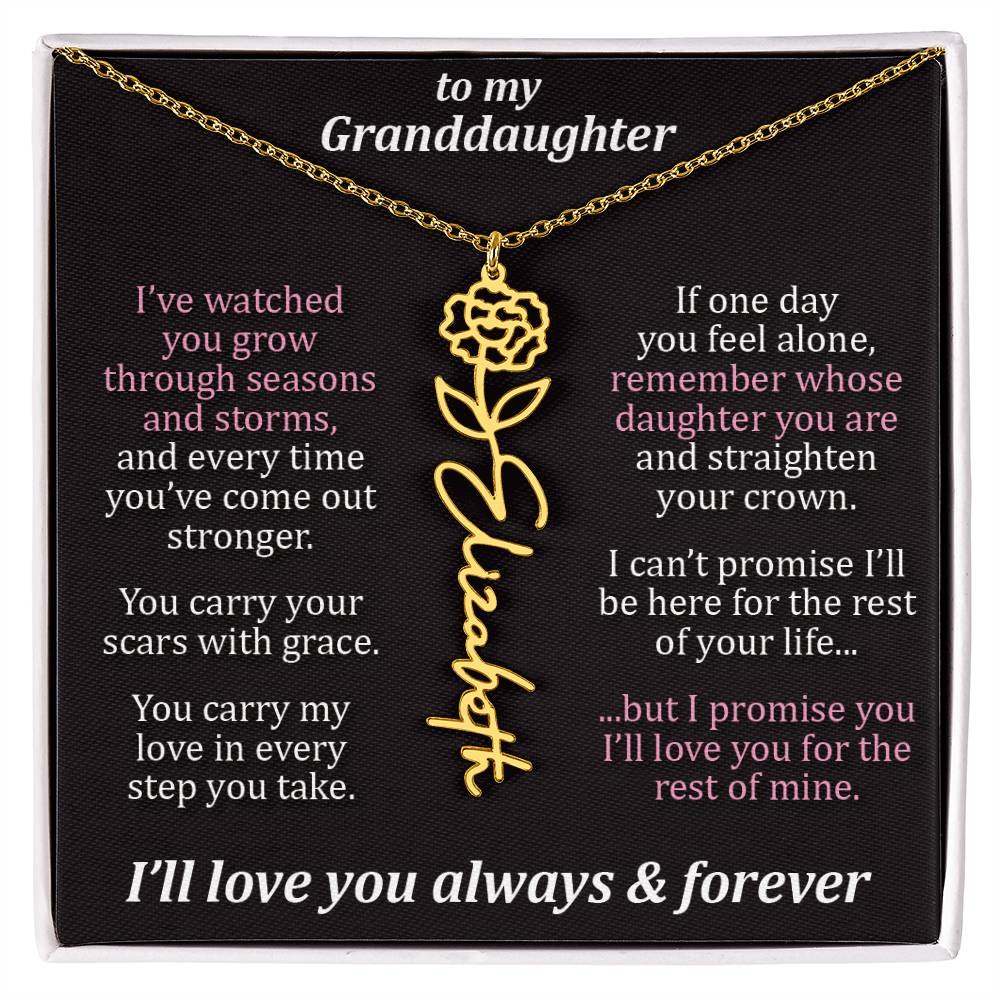 To My Granddaughter - Seasons & Storms - Flower Name Necklace