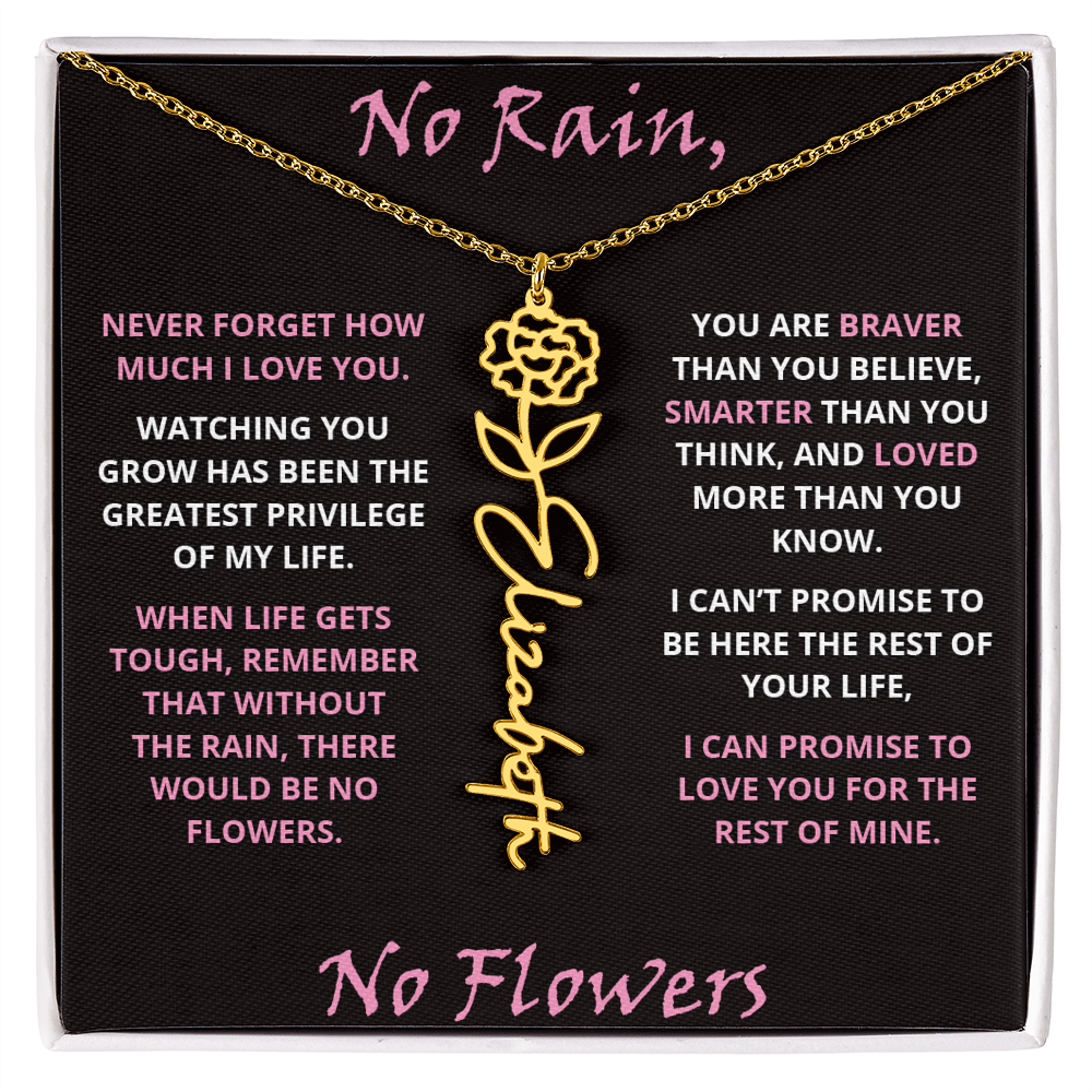 No Rain - Flower Name Necklace - Pink