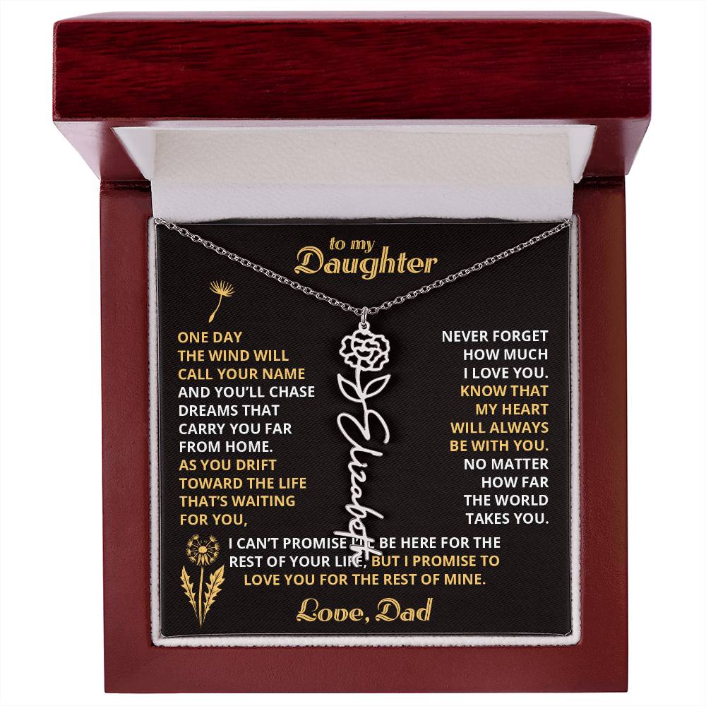 Carry My Love IV - To My Daughter - Flower Name Necklace