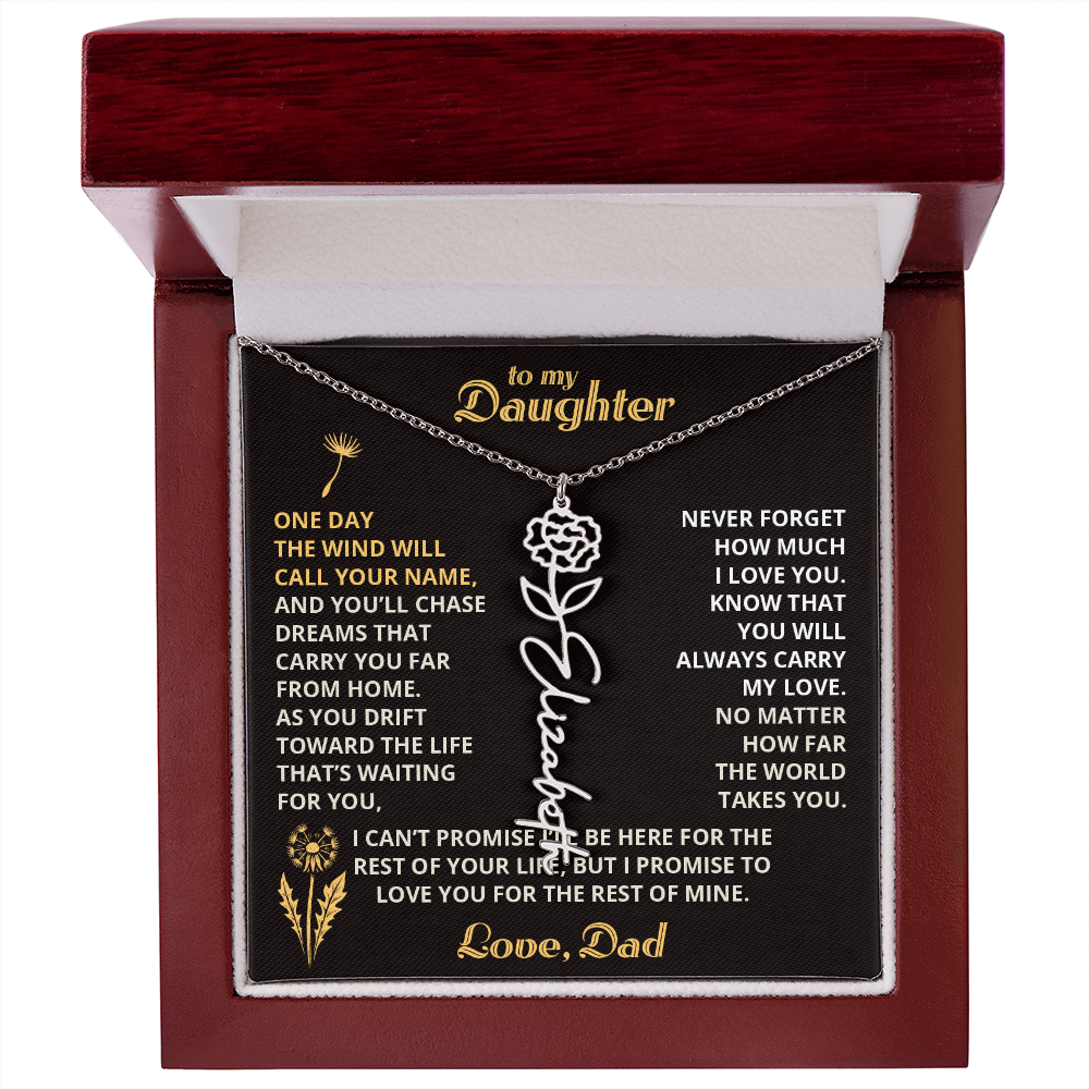 Carry My Love III - To My Daughter - Flower Name Necklace