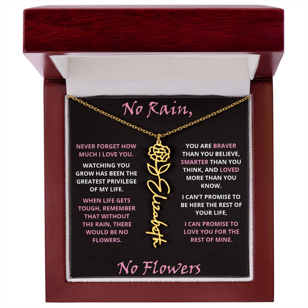 No Rain - Flower Name Necklace - Pink