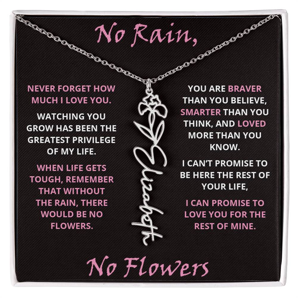No Rain - Flower Name Necklace - Pink