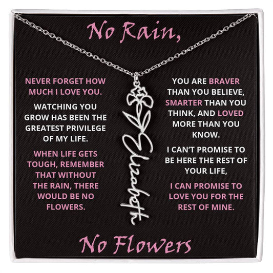 No Rain - Flower Name Necklace - Pink