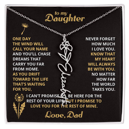 Carry My Love III - To My Daughter - Flower Name Necklace