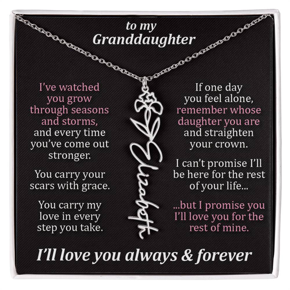 To My Granddaughter - Seasons & Storms - Flower Name Necklace