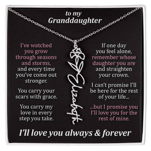 To My Granddaughter - Seasons & Storms - Flower Name Necklace