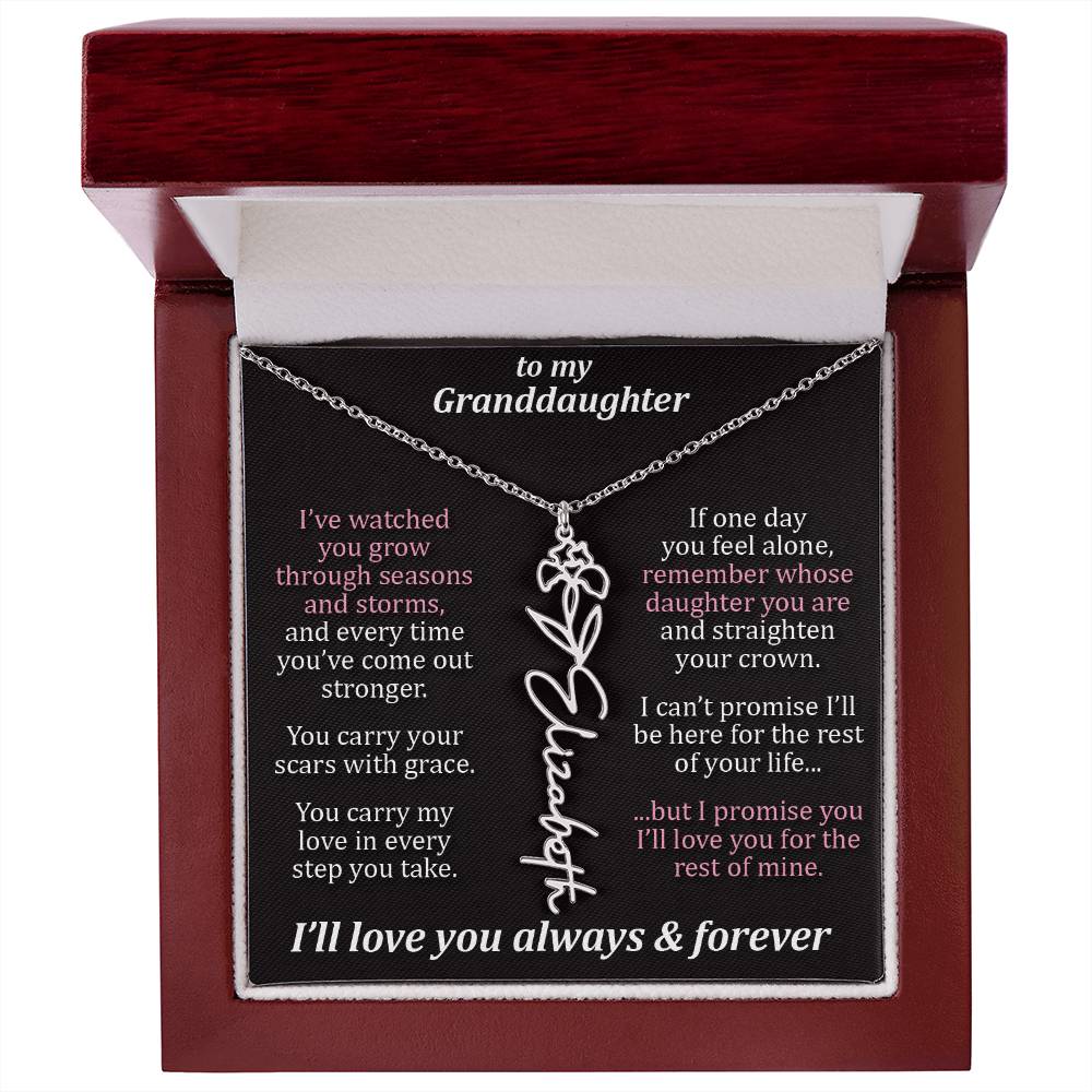 To My Granddaughter - Seasons & Storms - Flower Name Necklace