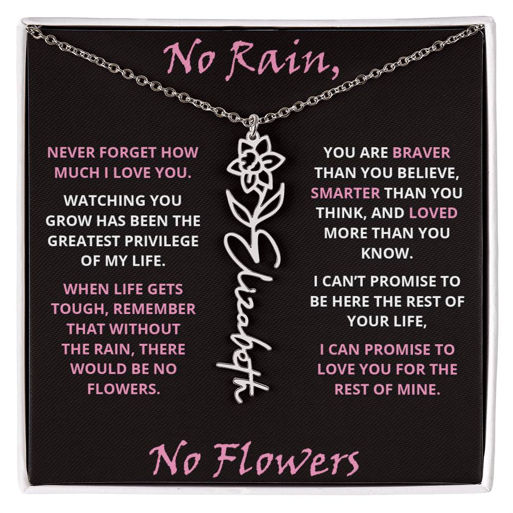 No Rain - Flower Name Necklace - Pink