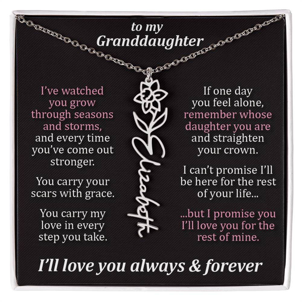 To My Granddaughter - Seasons & Storms - Flower Name Necklace