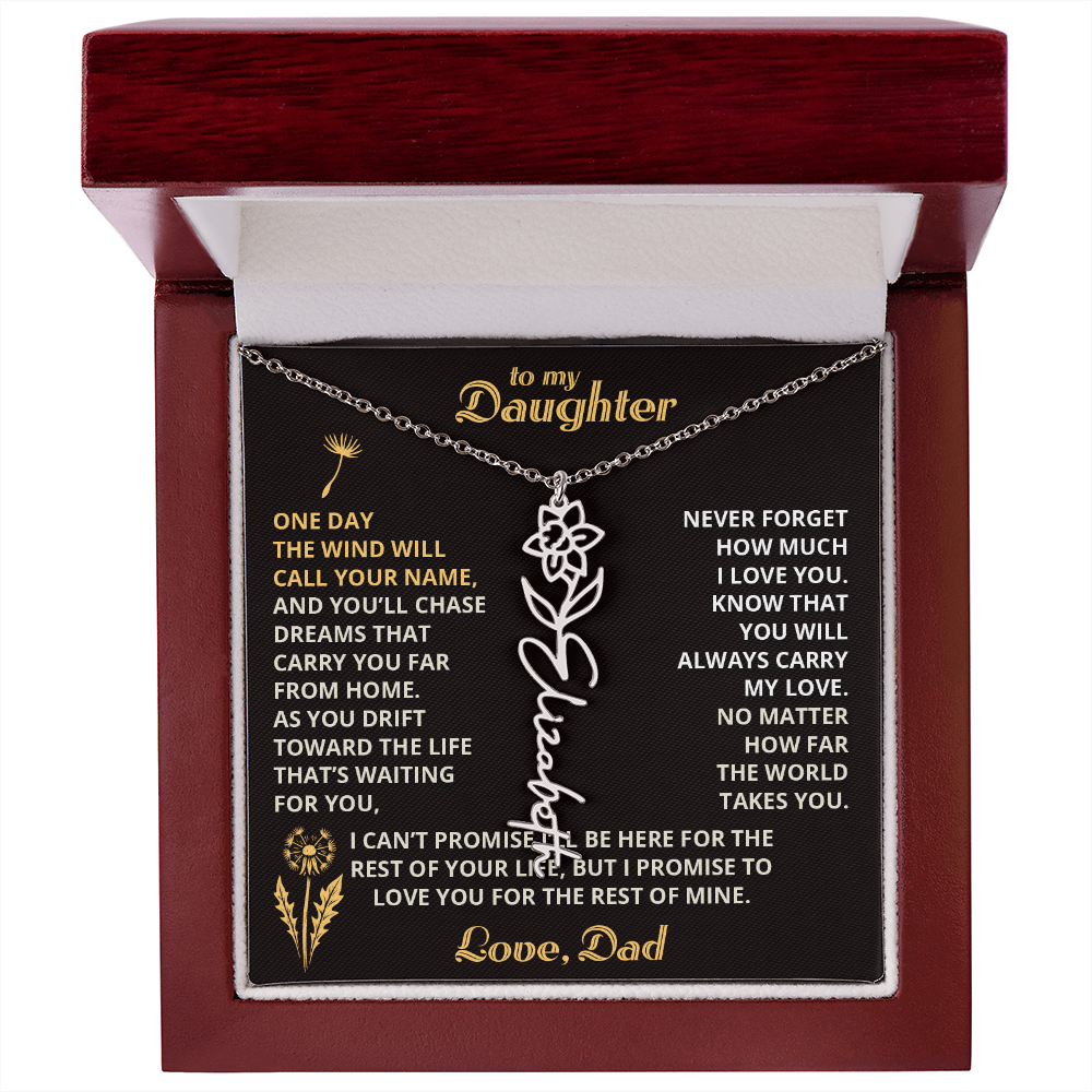 Carry My Love III - To My Daughter - Flower Name Necklace