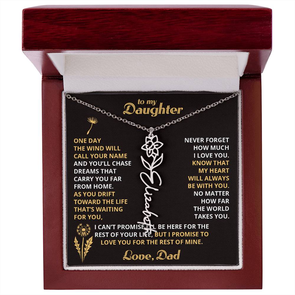 Carry My Love III - To My Daughter - Flower Name Necklace