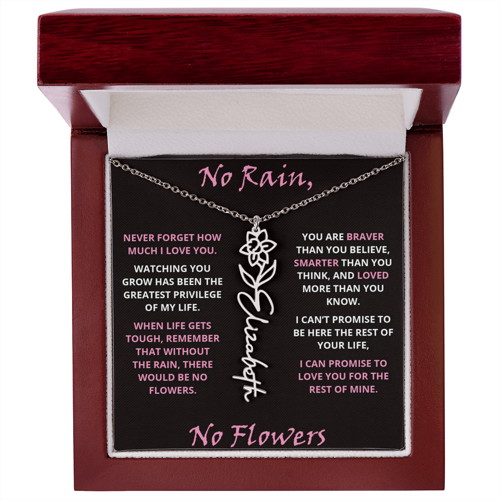 No Rain - Flower Name Necklace - Pink