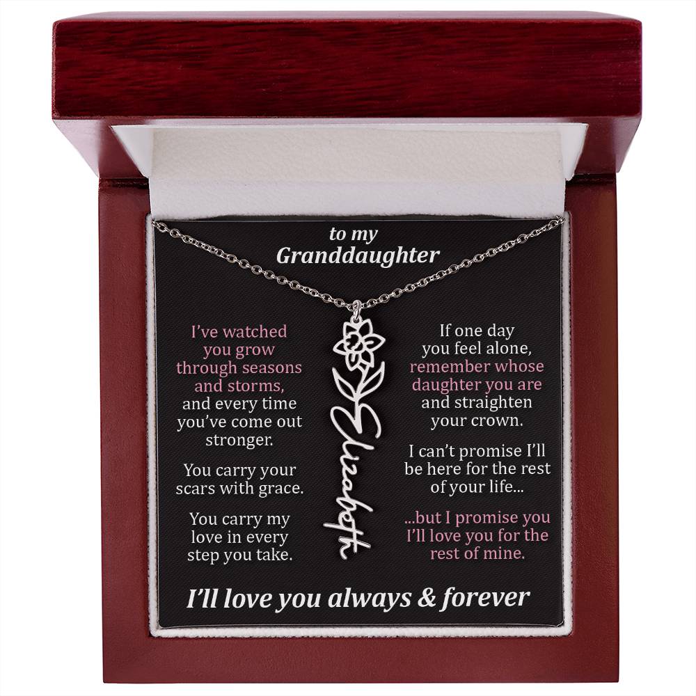 To My Granddaughter - Seasons & Storms - Flower Name Necklace
