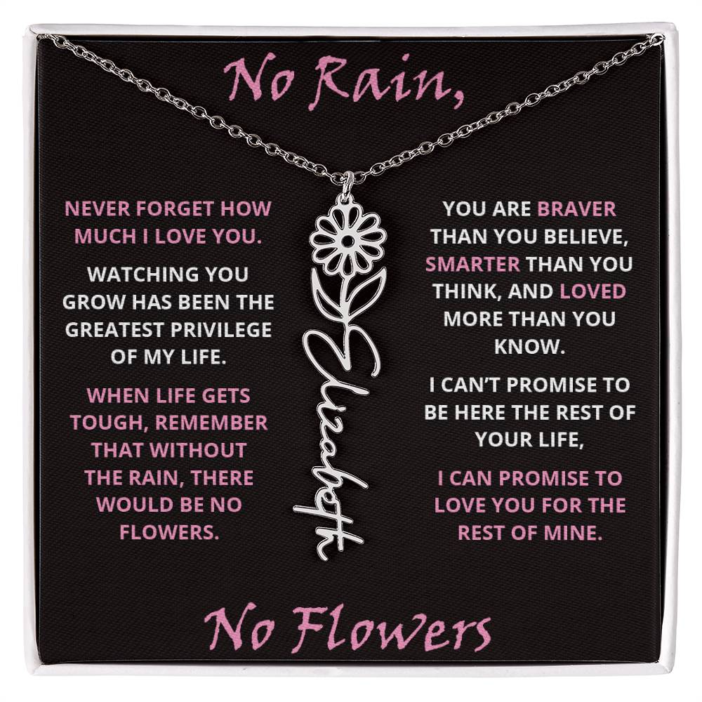 No Rain - Flower Name Necklace - Pink