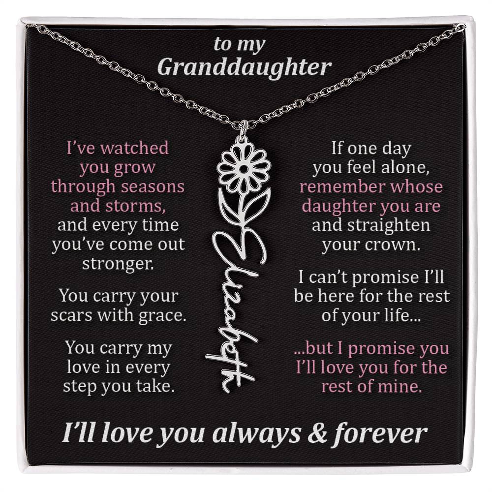 To My Granddaughter - Seasons & Storms - Flower Name Necklace