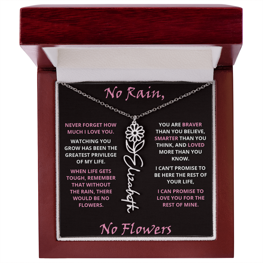 No Rain - Flower Name Necklace - Pink