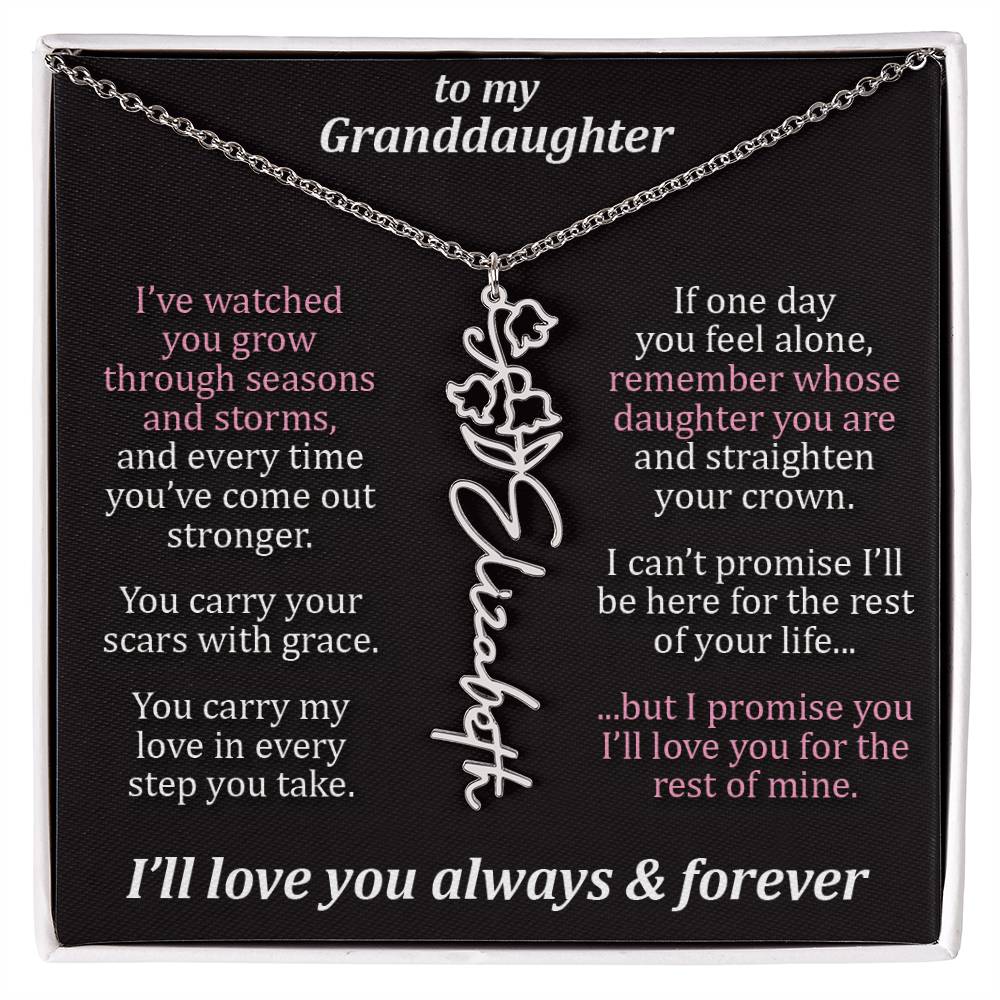 To My Granddaughter - Seasons & Storms - Flower Name Necklace