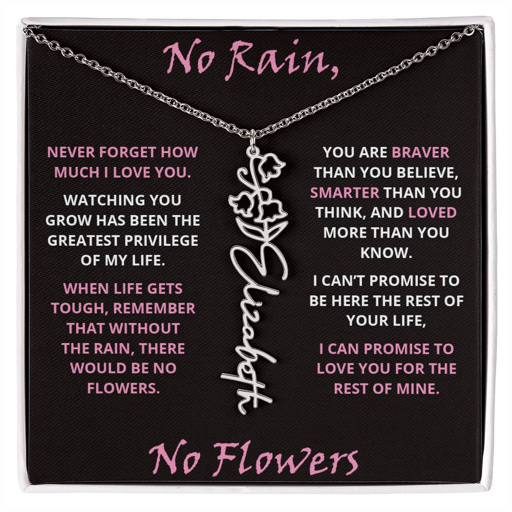 No Rain - Flower Name Necklace - Pink