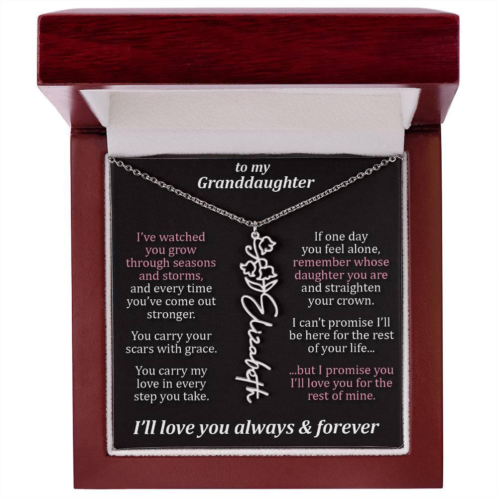 To My Granddaughter - Seasons & Storms - Flower Name Necklace