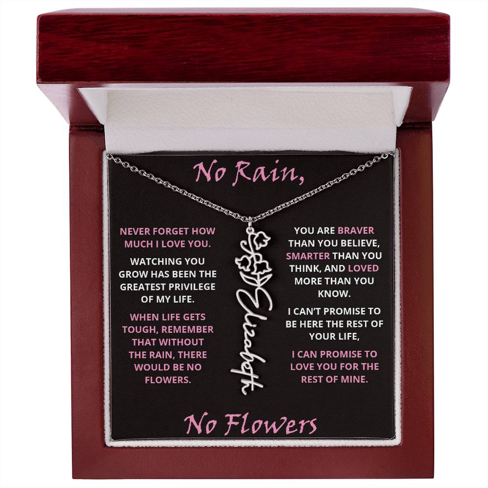 No Rain - Flower Name Necklace - Pink