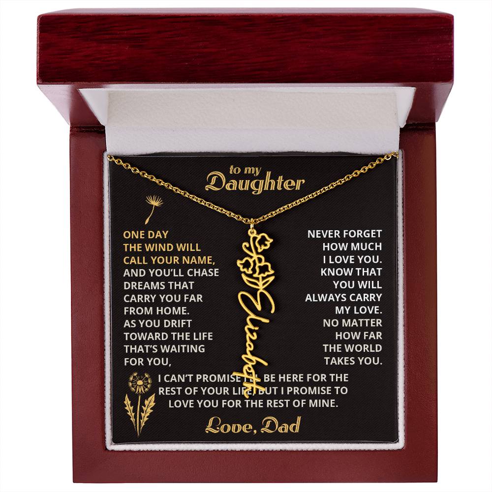 Carry My Love III - To My Daughter - Flower Name Necklace