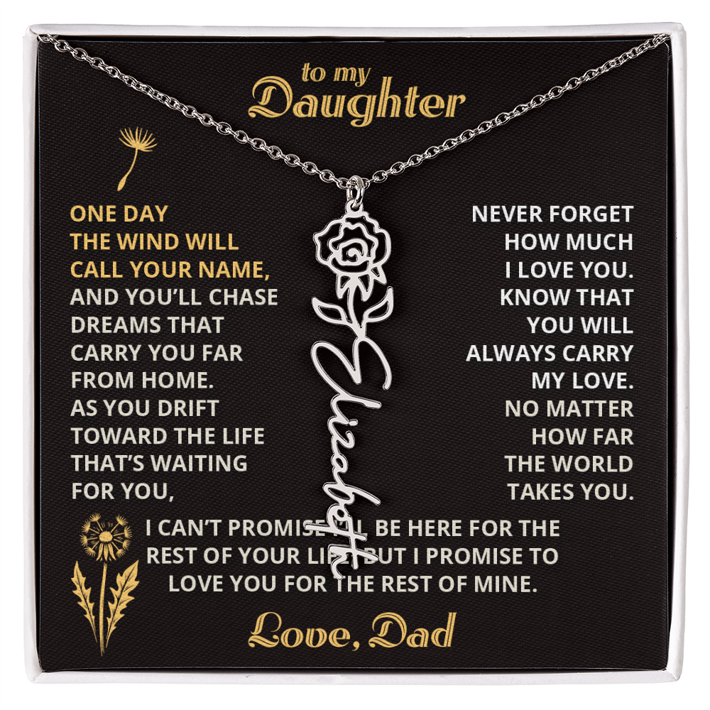 Carry My Love III - To My Daughter - Flower Name Necklace