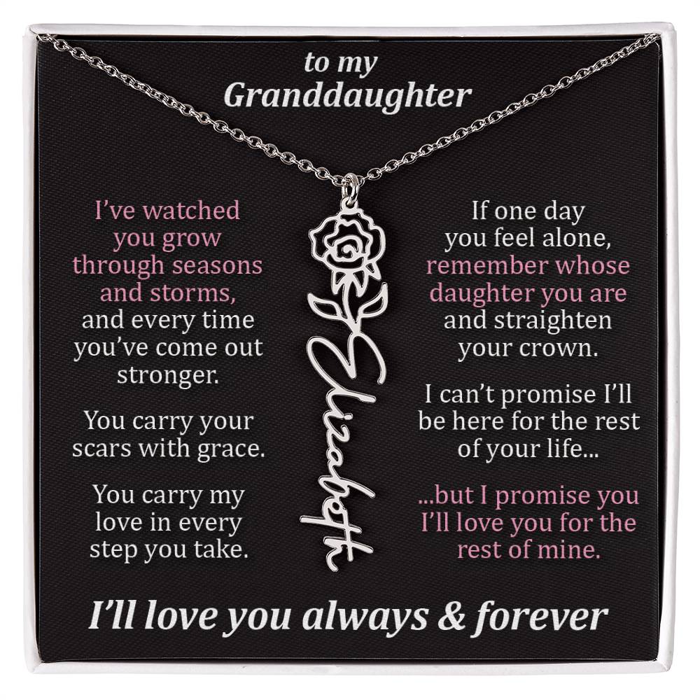 To My Granddaughter - Seasons & Storms - Flower Name Necklace