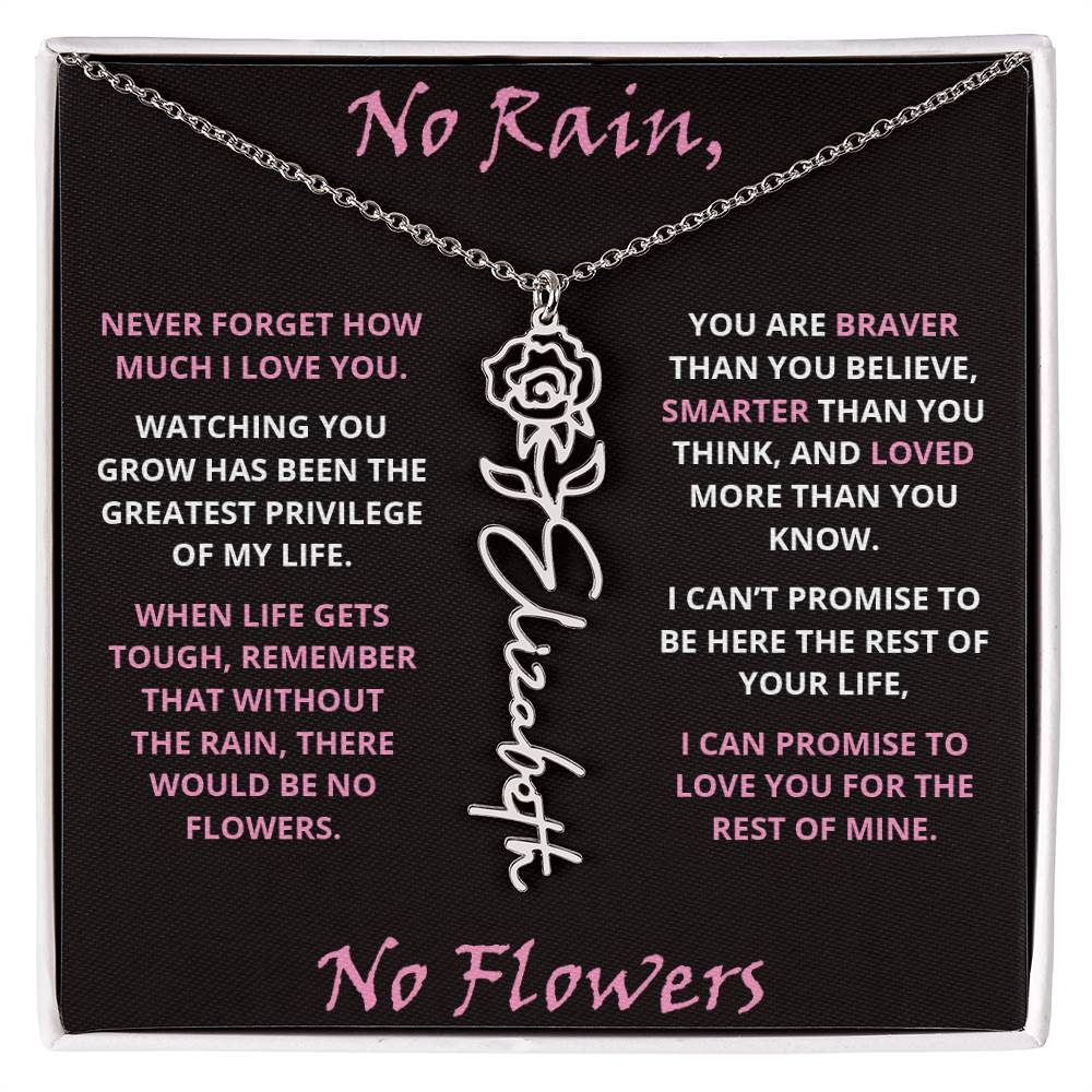 No Rain - Flower Name Necklace - Pink
