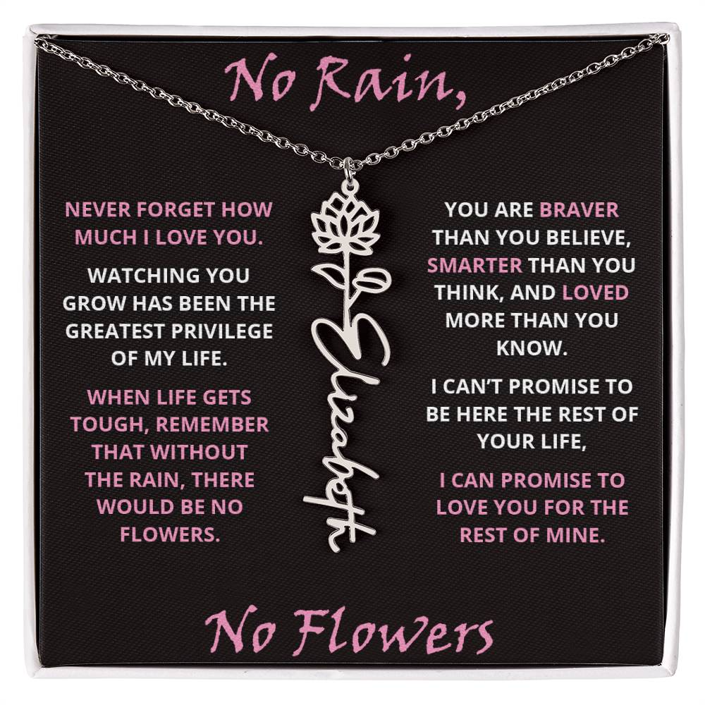 No Rain - Flower Name Necklace - Pink