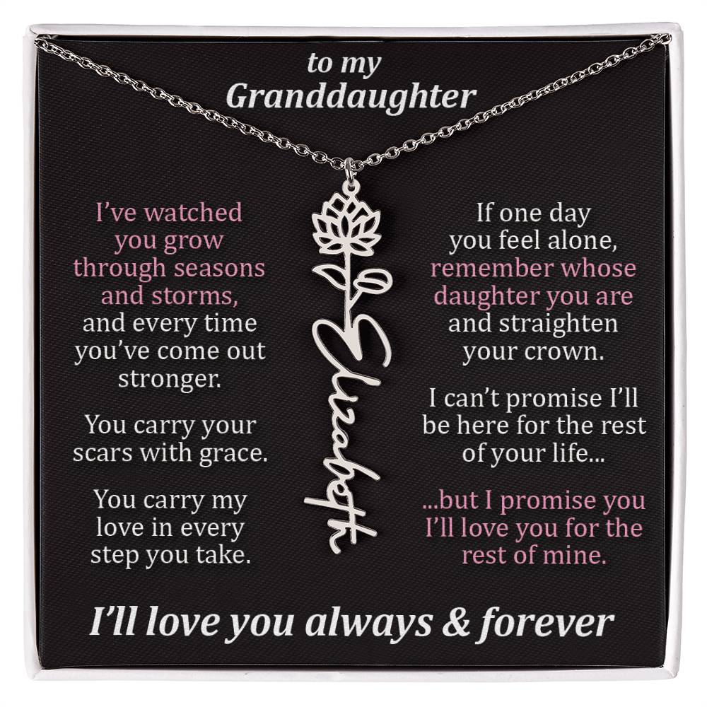 To My Granddaughter - Seasons & Storms - Flower Name Necklace