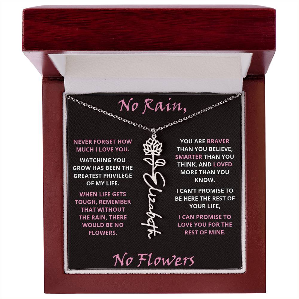 No Rain - Flower Name Necklace - Pink