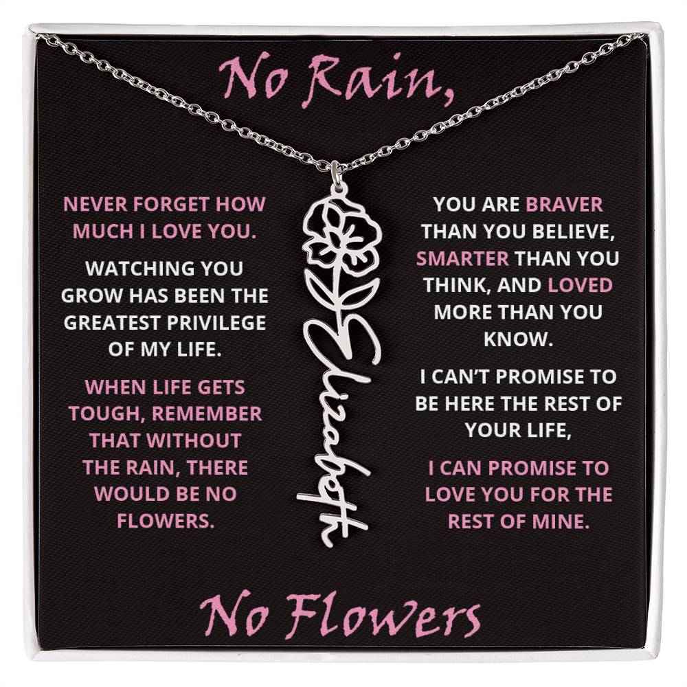 No Rain - Flower Name Necklace - Pink