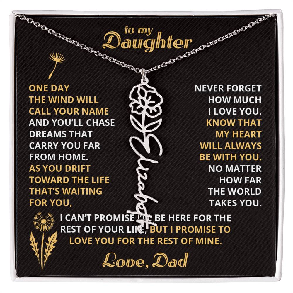 Carry My Love III - To My Daughter - Flower Name Necklace