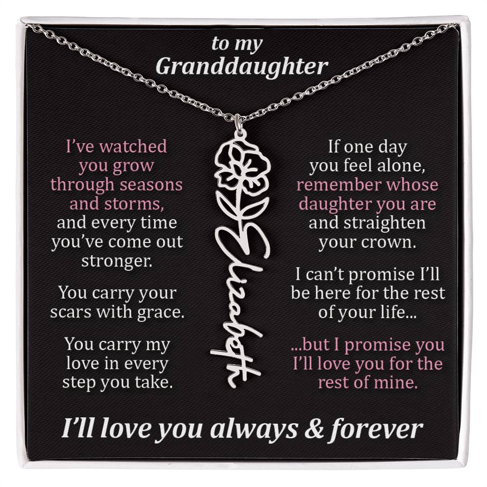 To My Granddaughter - Seasons & Storms - Flower Name Necklace